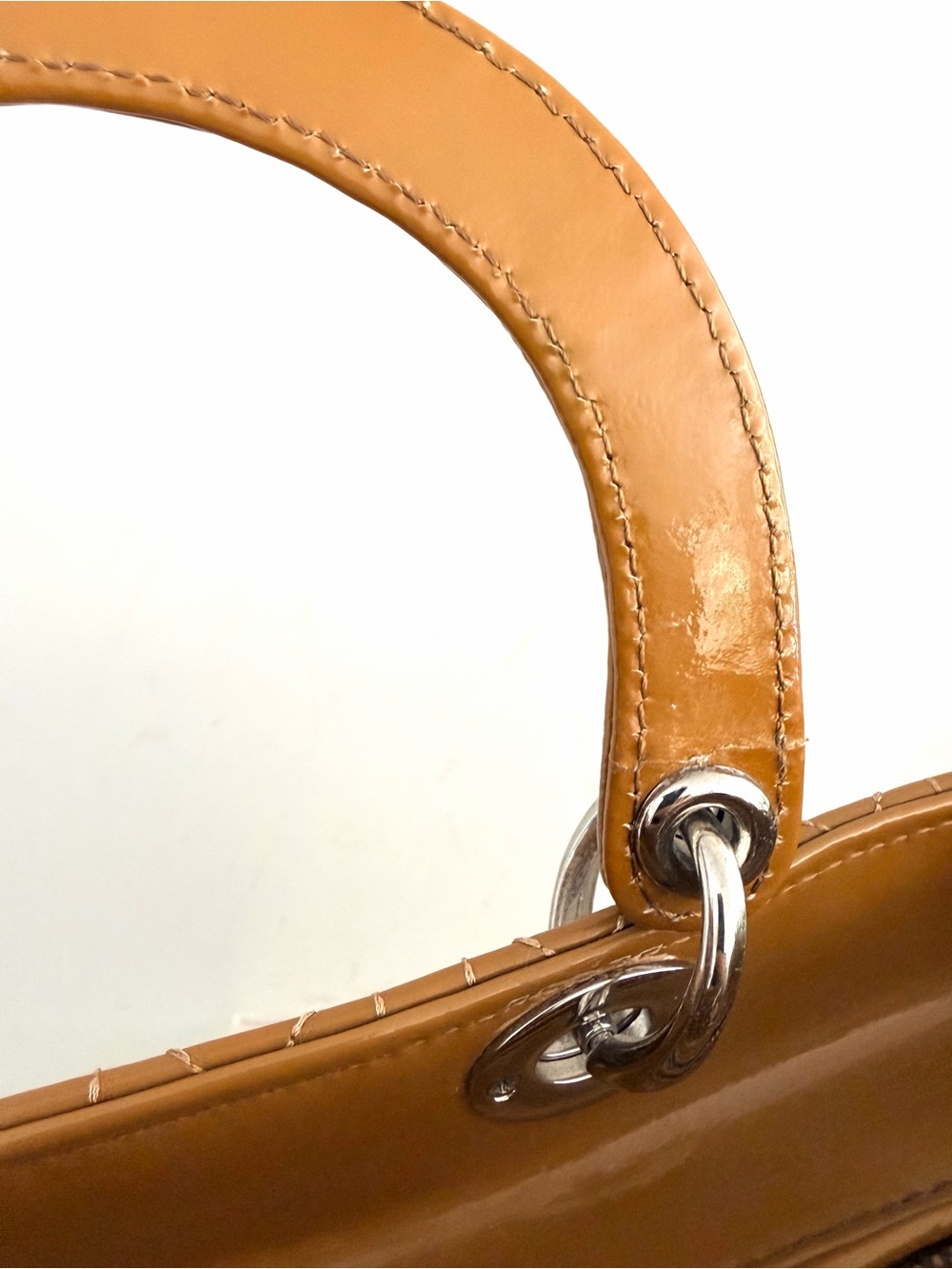 CHRISTIAN DIOR Lady Dior Mustard Gold Patent Cannage Bag + Strap - Picture 9 of 15